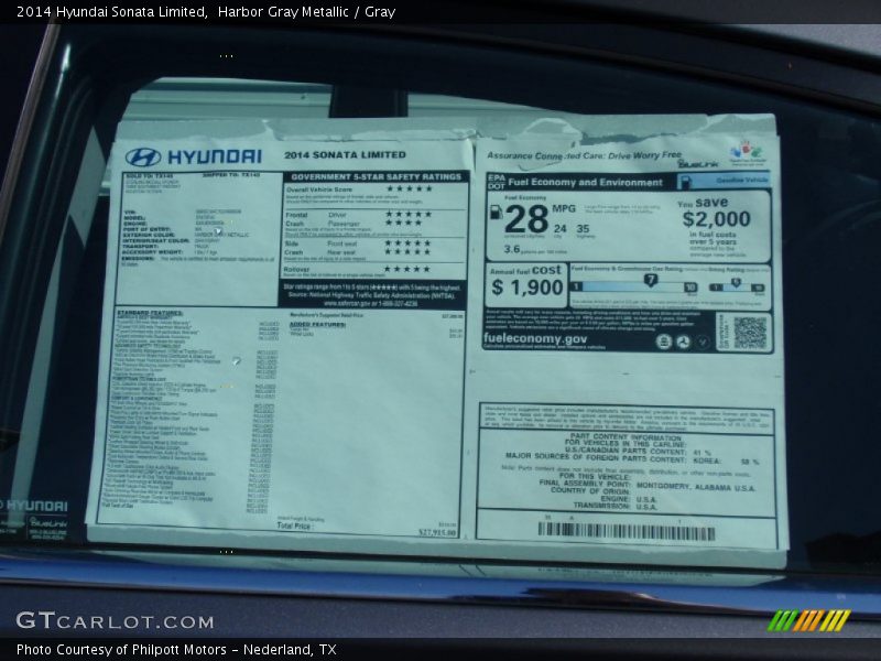 Harbor Gray Metallic / Gray 2014 Hyundai Sonata Limited