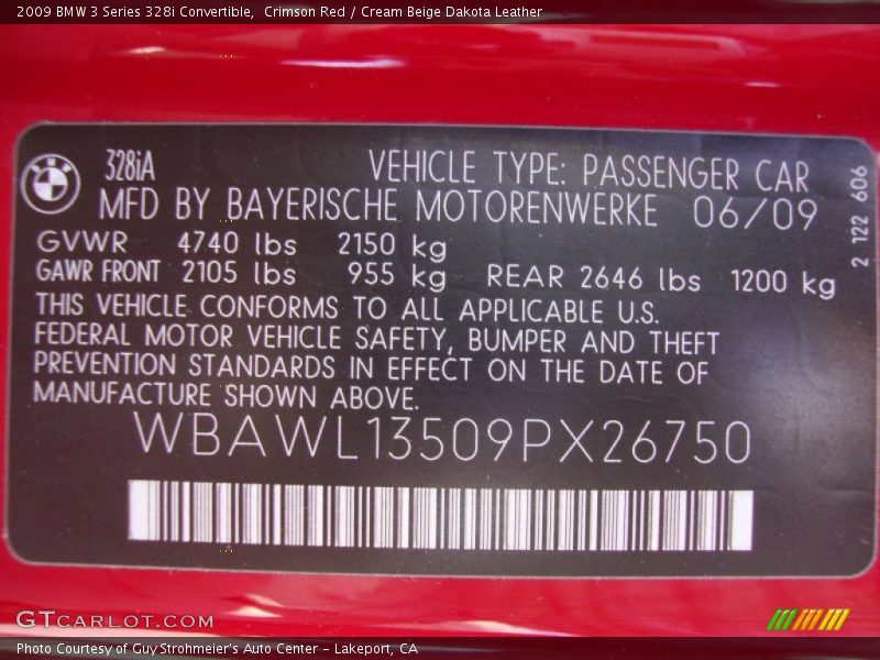 Crimson Red / Cream Beige Dakota Leather 2009 BMW 3 Series 328i Convertible
