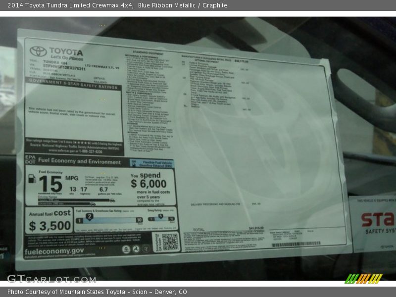 Blue Ribbon Metallic / Graphite 2014 Toyota Tundra Limited Crewmax 4x4