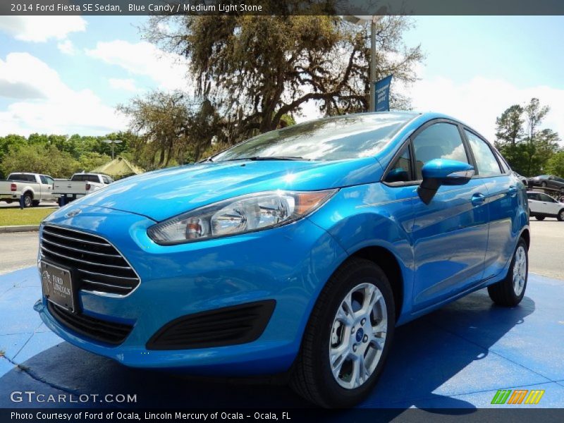 Blue Candy / Medium Light Stone 2014 Ford Fiesta SE Sedan