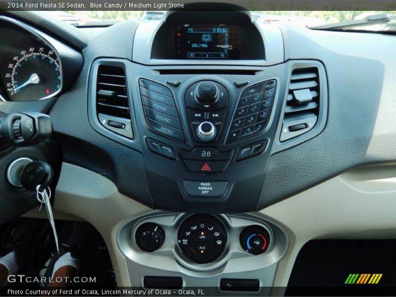 Blue Candy / Medium Light Stone 2014 Ford Fiesta SE Sedan