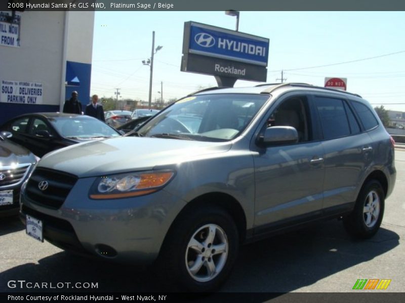 Platinum Sage / Beige 2008 Hyundai Santa Fe GLS 4WD