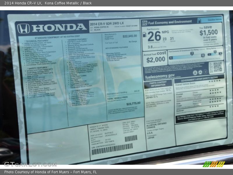 Kona Coffee Metallic / Black 2014 Honda CR-V LX