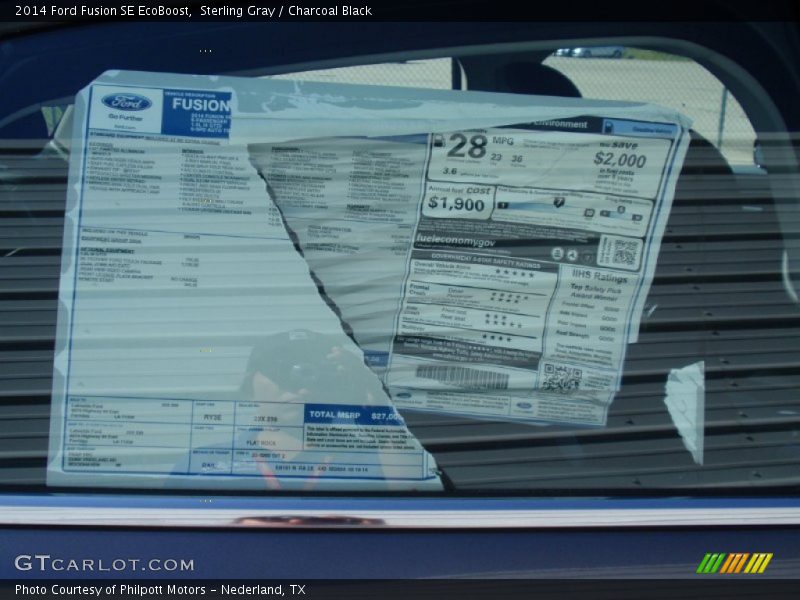 Sterling Gray / Charcoal Black 2014 Ford Fusion SE EcoBoost