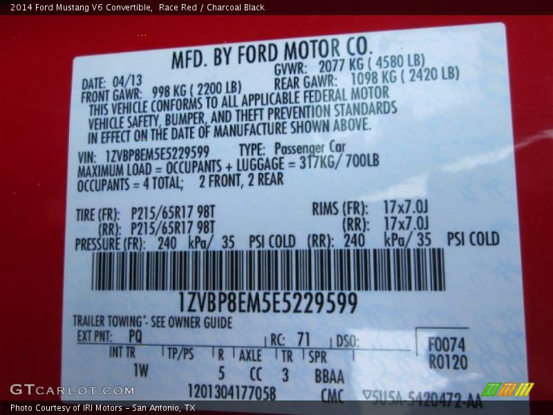 Race Red / Charcoal Black 2014 Ford Mustang V6 Convertible