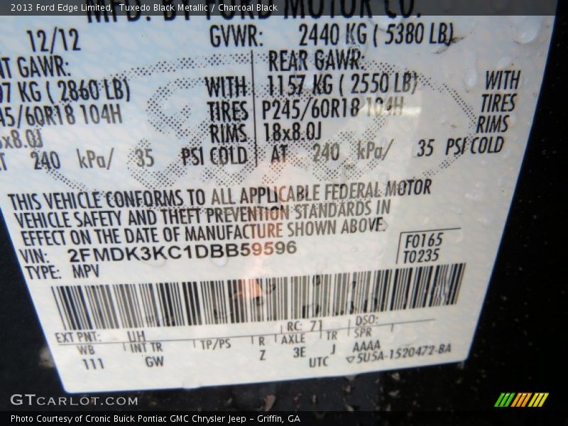 Tuxedo Black Metallic / Charcoal Black 2013 Ford Edge Limited