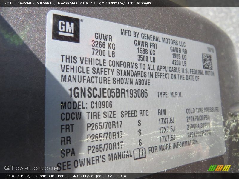 Mocha Steel Metallic / Light Cashmere/Dark Cashmere 2011 Chevrolet Suburban LT