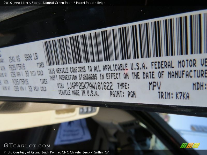 Natural Green Pearl / Pastel Pebble Beige 2010 Jeep Liberty Sport