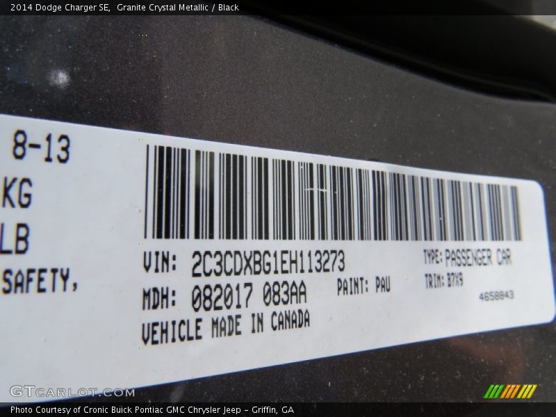 Granite Crystal Metallic / Black 2014 Dodge Charger SE