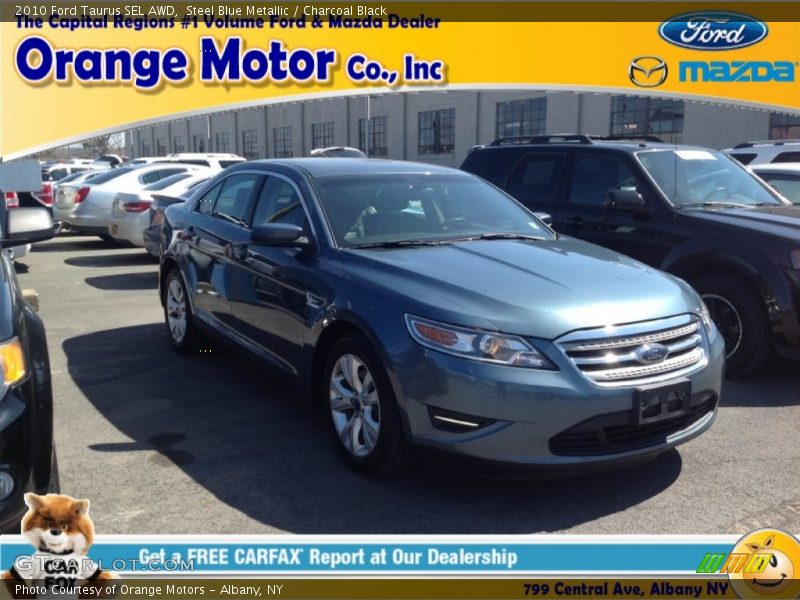 Steel Blue Metallic / Charcoal Black 2010 Ford Taurus SEL AWD