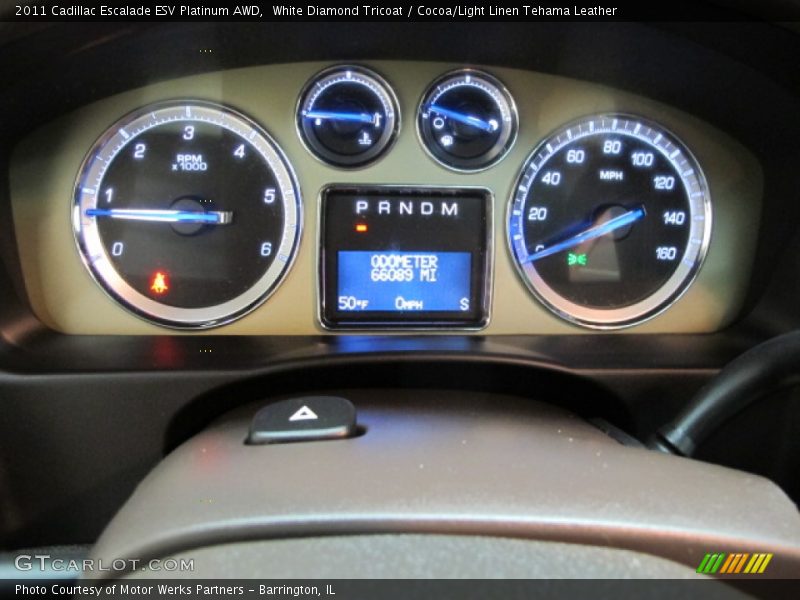White Diamond Tricoat / Cocoa/Light Linen Tehama Leather 2011 Cadillac Escalade ESV Platinum AWD