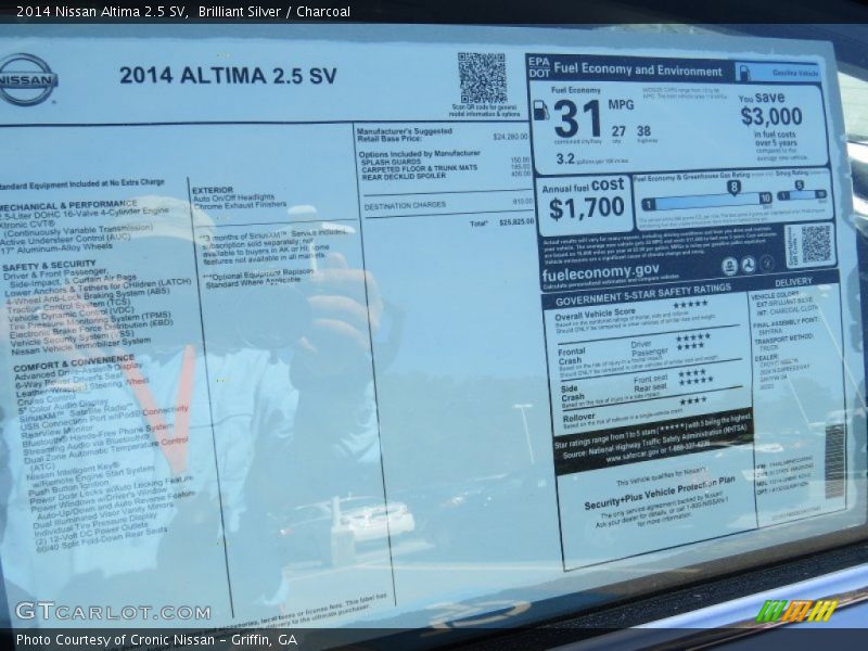 Brilliant Silver / Charcoal 2014 Nissan Altima 2.5 SV