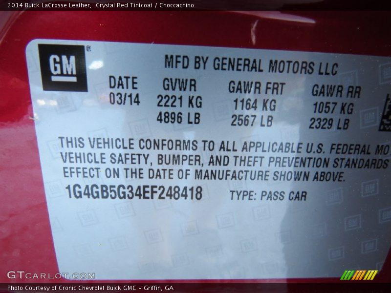 Crystal Red Tintcoat / Choccachino 2014 Buick LaCrosse Leather