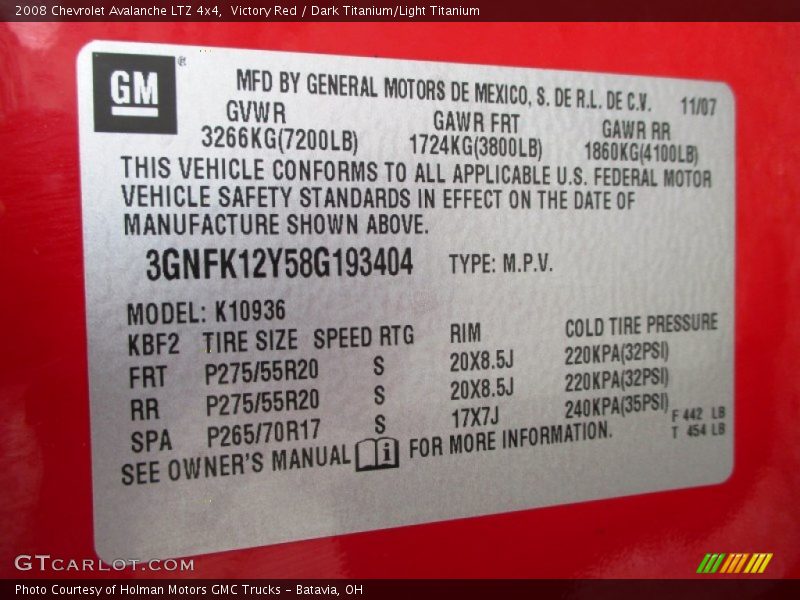 Victory Red / Dark Titanium/Light Titanium 2008 Chevrolet Avalanche LTZ 4x4