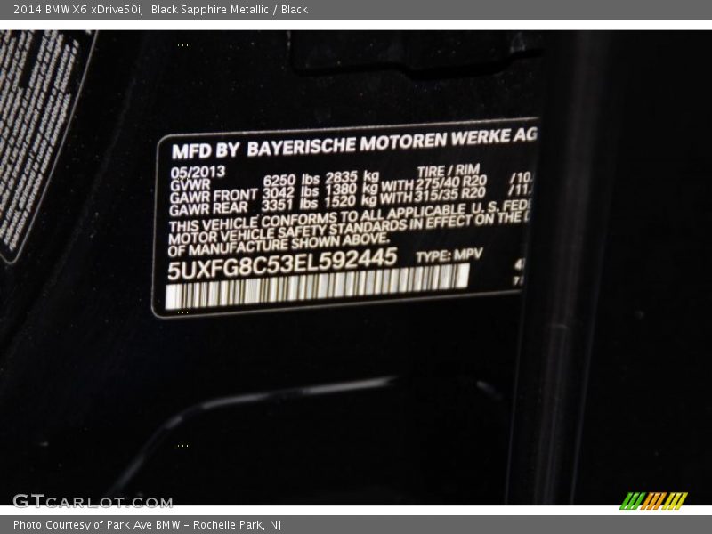Black Sapphire Metallic / Black 2014 BMW X6 xDrive50i