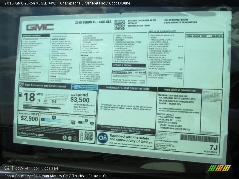  2015 Yukon XL SLE 4WD Window Sticker