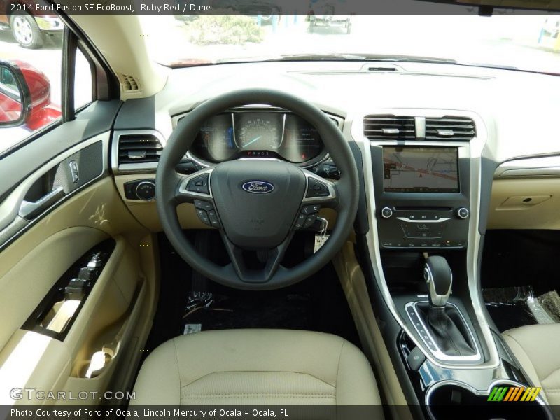 Ruby Red / Dune 2014 Ford Fusion SE EcoBoost