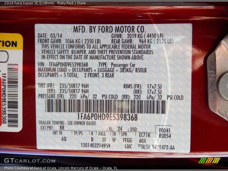 Ruby Red / Dune 2014 Ford Fusion SE EcoBoost