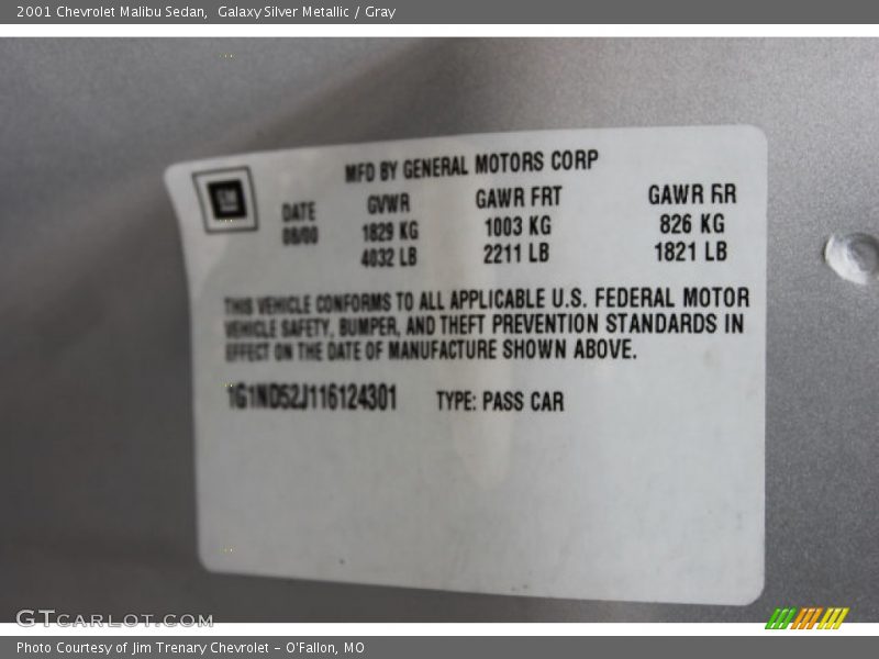 Galaxy Silver Metallic / Gray 2001 Chevrolet Malibu Sedan