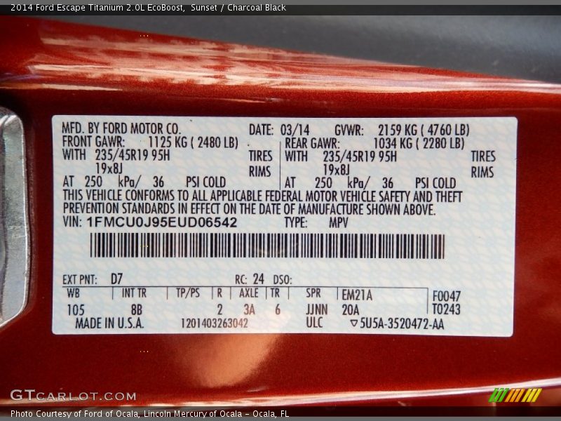 Sunset / Charcoal Black 2014 Ford Escape Titanium 2.0L EcoBoost