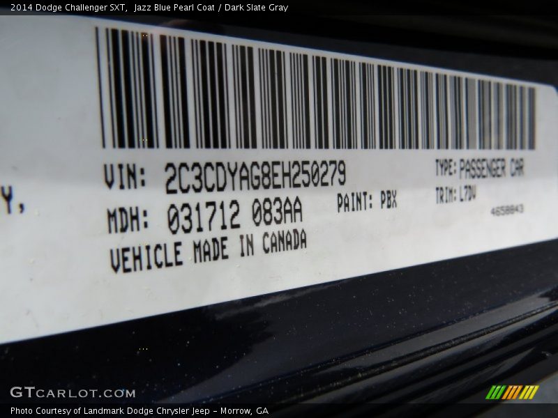 Jazz Blue Pearl Coat / Dark Slate Gray 2014 Dodge Challenger SXT