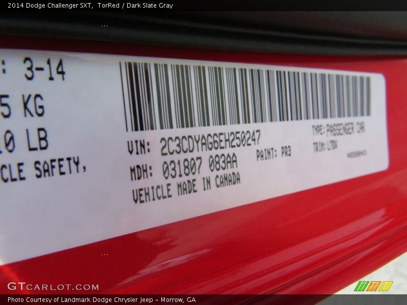 TorRed / Dark Slate Gray 2014 Dodge Challenger SXT