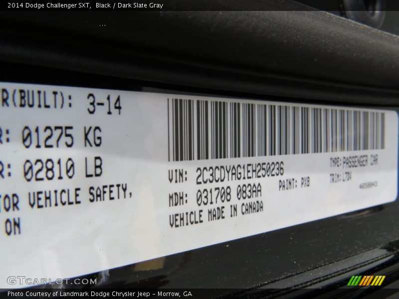 Black / Dark Slate Gray 2014 Dodge Challenger SXT