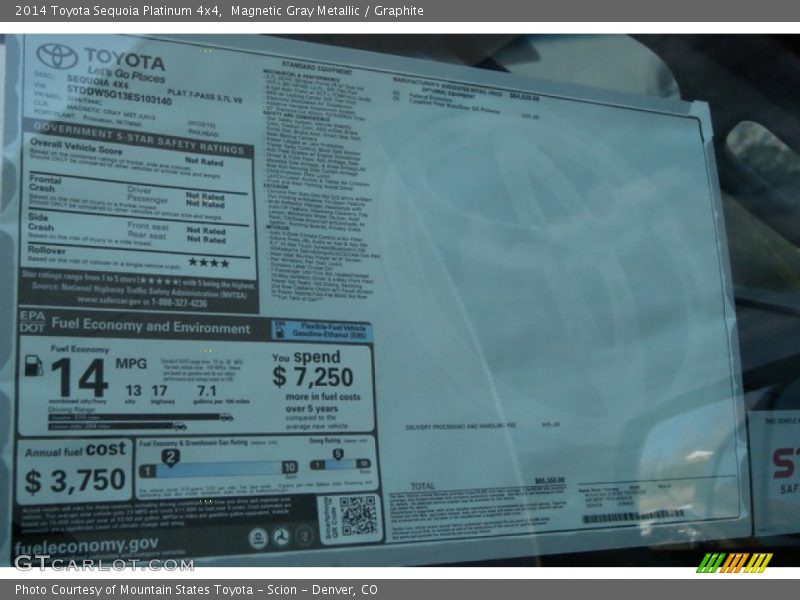 Magnetic Gray Metallic / Graphite 2014 Toyota Sequoia Platinum 4x4