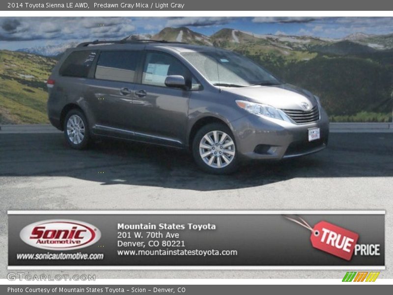 Predawn Gray Mica / Light Gray 2014 Toyota Sienna LE AWD