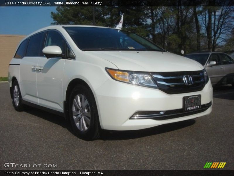 White Diamond Pearl / Gray 2014 Honda Odyssey EX-L