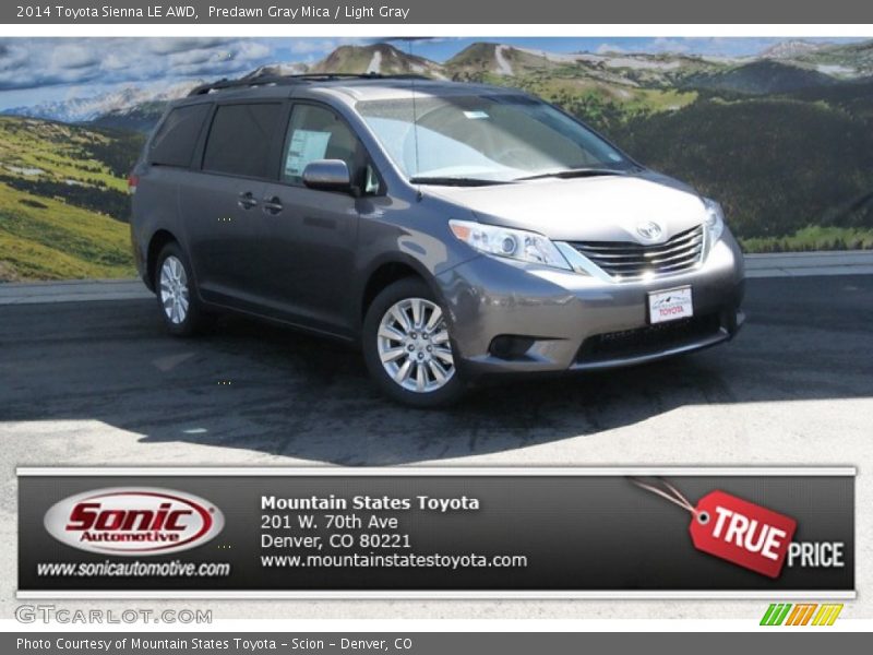 Predawn Gray Mica / Light Gray 2014 Toyota Sienna LE AWD