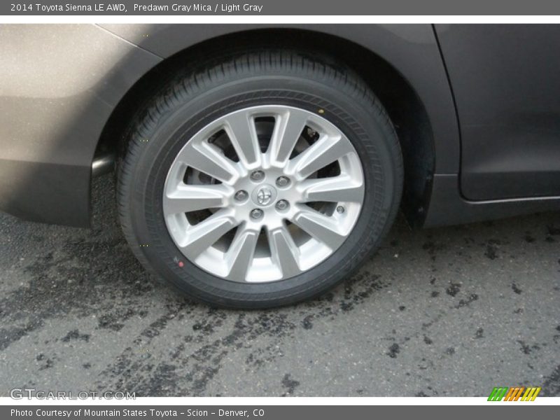Predawn Gray Mica / Light Gray 2014 Toyota Sienna LE AWD