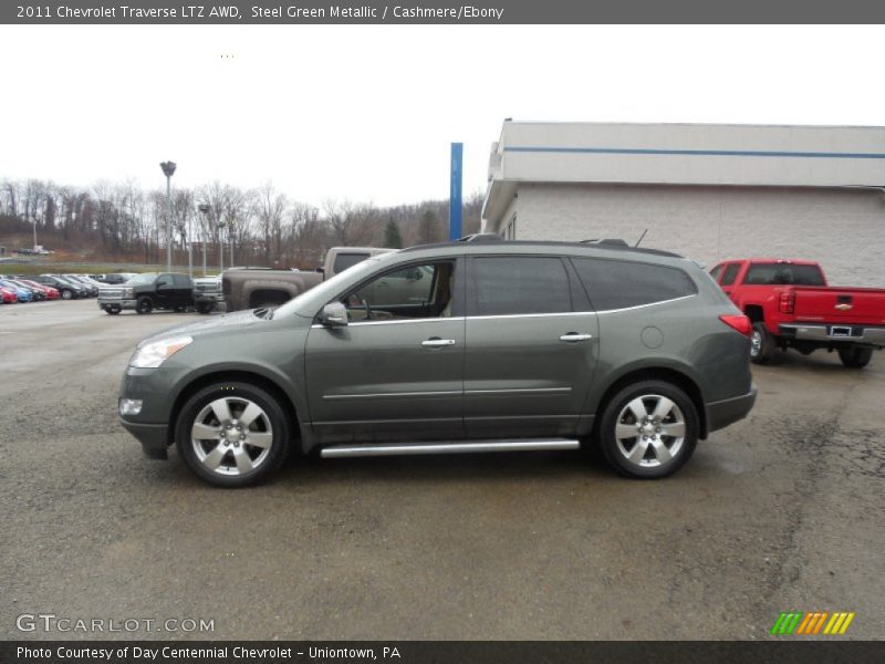 Steel Green Metallic / Cashmere/Ebony 2011 Chevrolet Traverse LTZ AWD