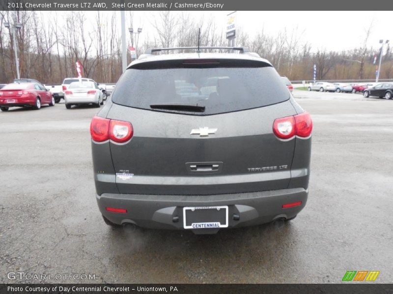 Steel Green Metallic / Cashmere/Ebony 2011 Chevrolet Traverse LTZ AWD