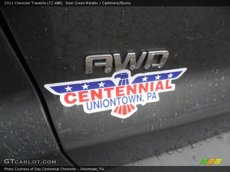 Steel Green Metallic / Cashmere/Ebony 2011 Chevrolet Traverse LTZ AWD
