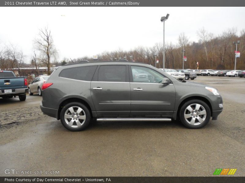 Steel Green Metallic / Cashmere/Ebony 2011 Chevrolet Traverse LTZ AWD