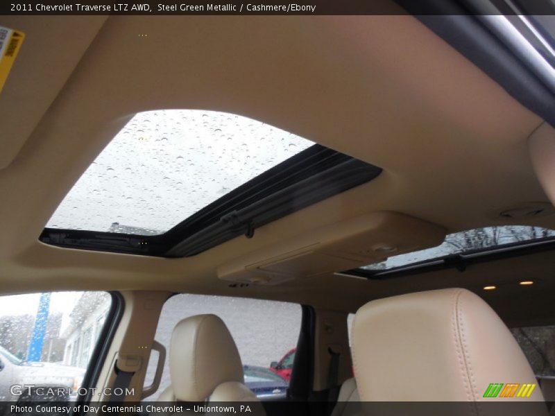 Steel Green Metallic / Cashmere/Ebony 2011 Chevrolet Traverse LTZ AWD