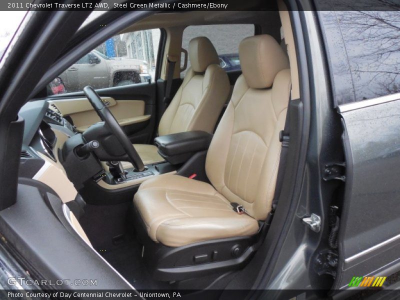 Steel Green Metallic / Cashmere/Ebony 2011 Chevrolet Traverse LTZ AWD