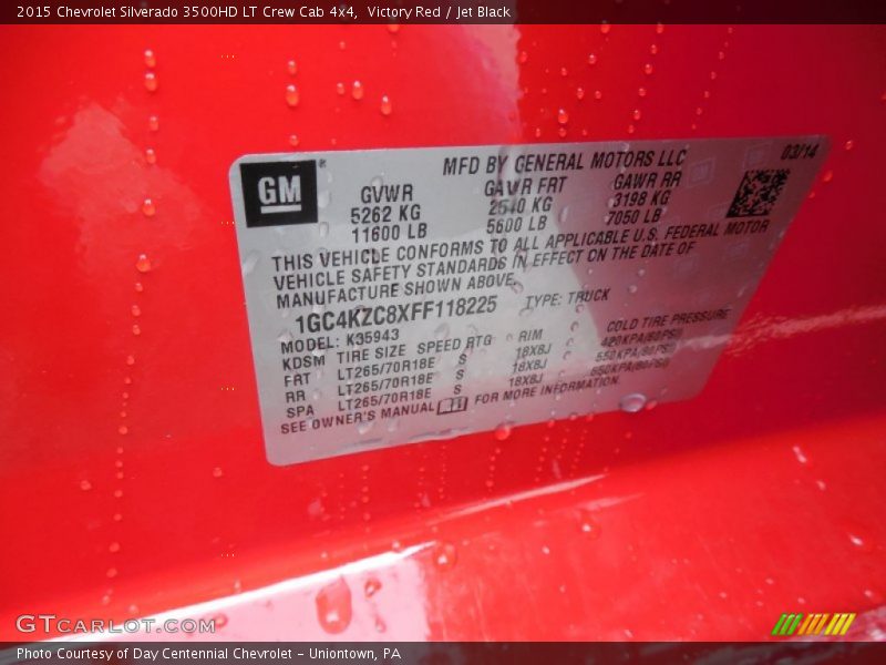 Victory Red / Jet Black 2015 Chevrolet Silverado 3500HD LT Crew Cab 4x4