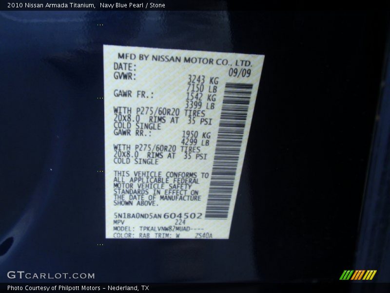 Navy Blue Pearl / Stone 2010 Nissan Armada Titanium