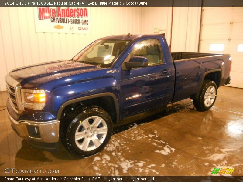 Cobalt Blue Metallic / Cocoa/Dune 2014 GMC Sierra 1500 SLE Regular Cab 4x4