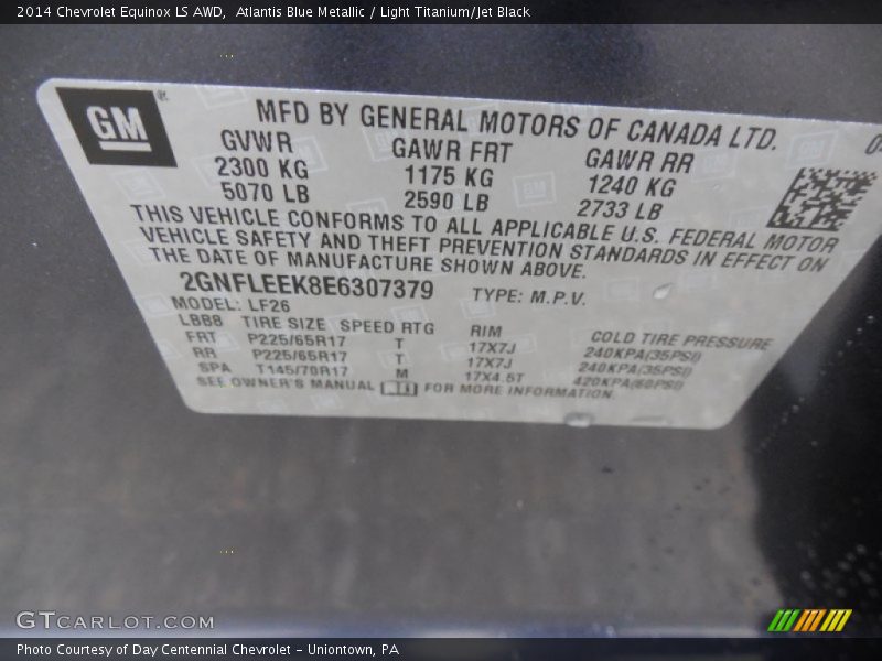Atlantis Blue Metallic / Light Titanium/Jet Black 2014 Chevrolet Equinox LS AWD