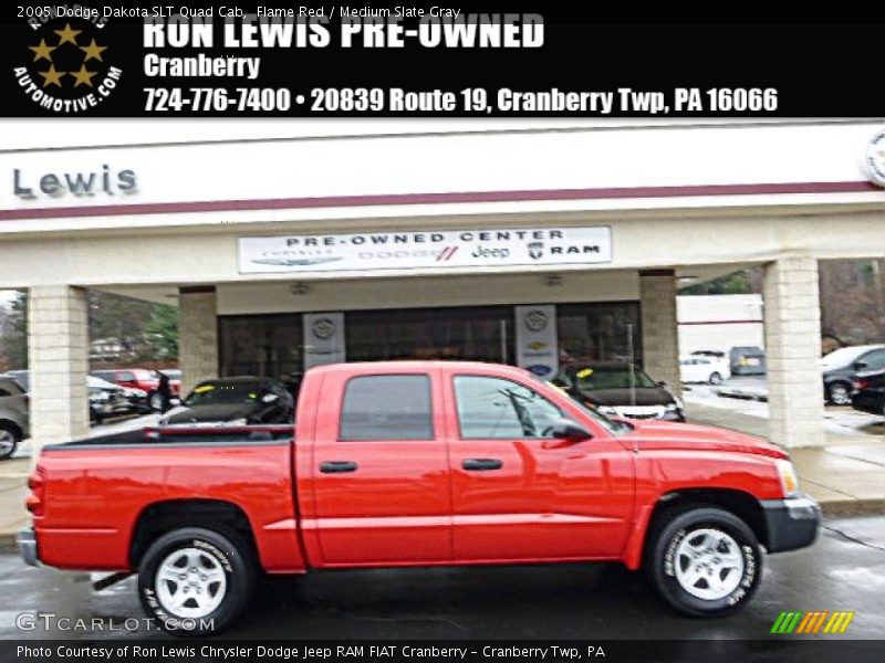 Flame Red / Medium Slate Gray 2005 Dodge Dakota SLT Quad Cab