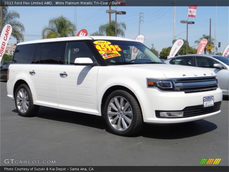 White Platinum Metallic Tri-Coat / Dune 2013 Ford Flex Limited AWD