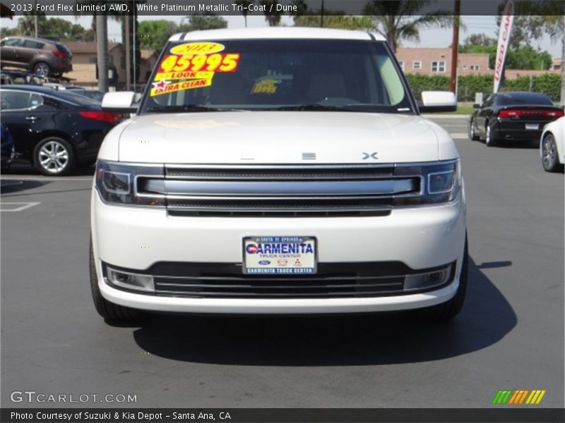 White Platinum Metallic Tri-Coat / Dune 2013 Ford Flex Limited AWD