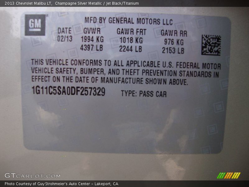 Champagne Silver Metallic / Jet Black/Titanium 2013 Chevrolet Malibu LT