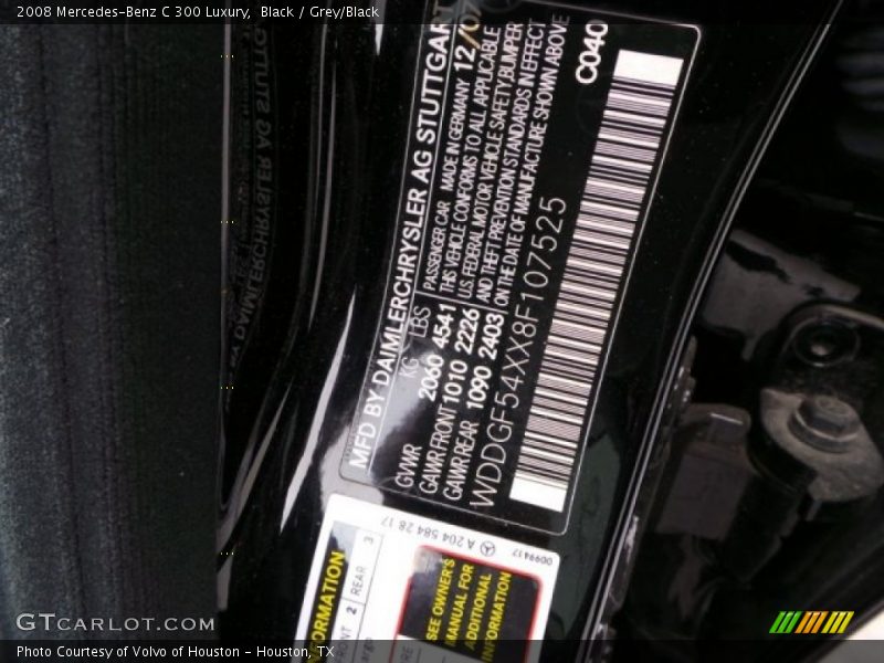 Black / Grey/Black 2008 Mercedes-Benz C 300 Luxury