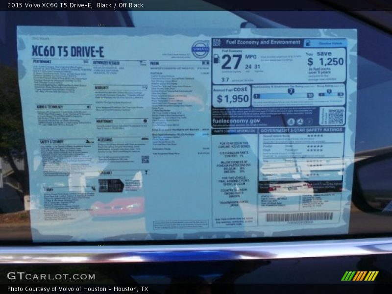  2015 XC60 T5 Drive-E Window Sticker