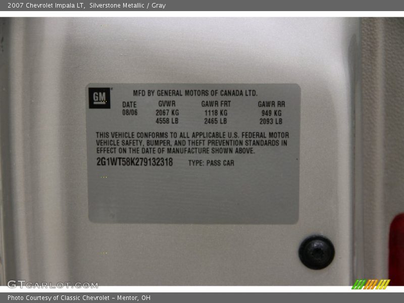 Silverstone Metallic / Gray 2007 Chevrolet Impala LT