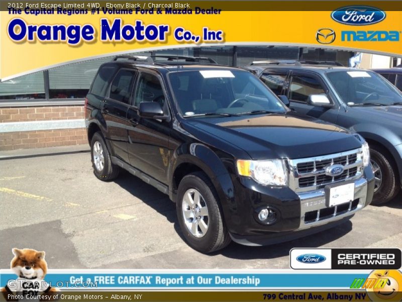 Ebony Black / Charcoal Black 2012 Ford Escape Limited 4WD